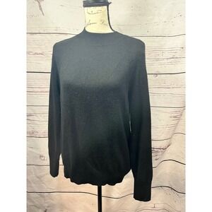 Everlane Black 100% Cashmere Mock Neck Relaxed Sweater Large F-SWTR-CSMR-MCK-RLX